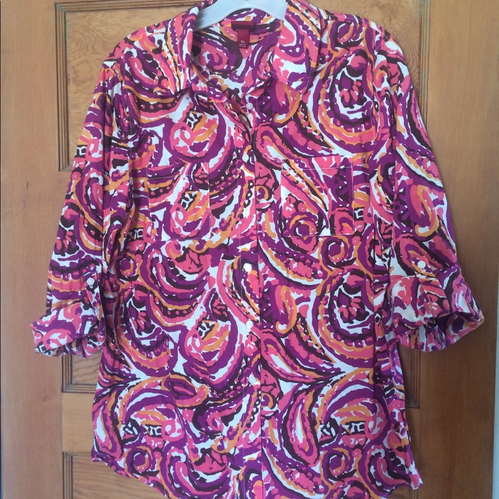 MERONA long sleeve or roll up sleeve blouse. Sz XL - Picture 4 of 4